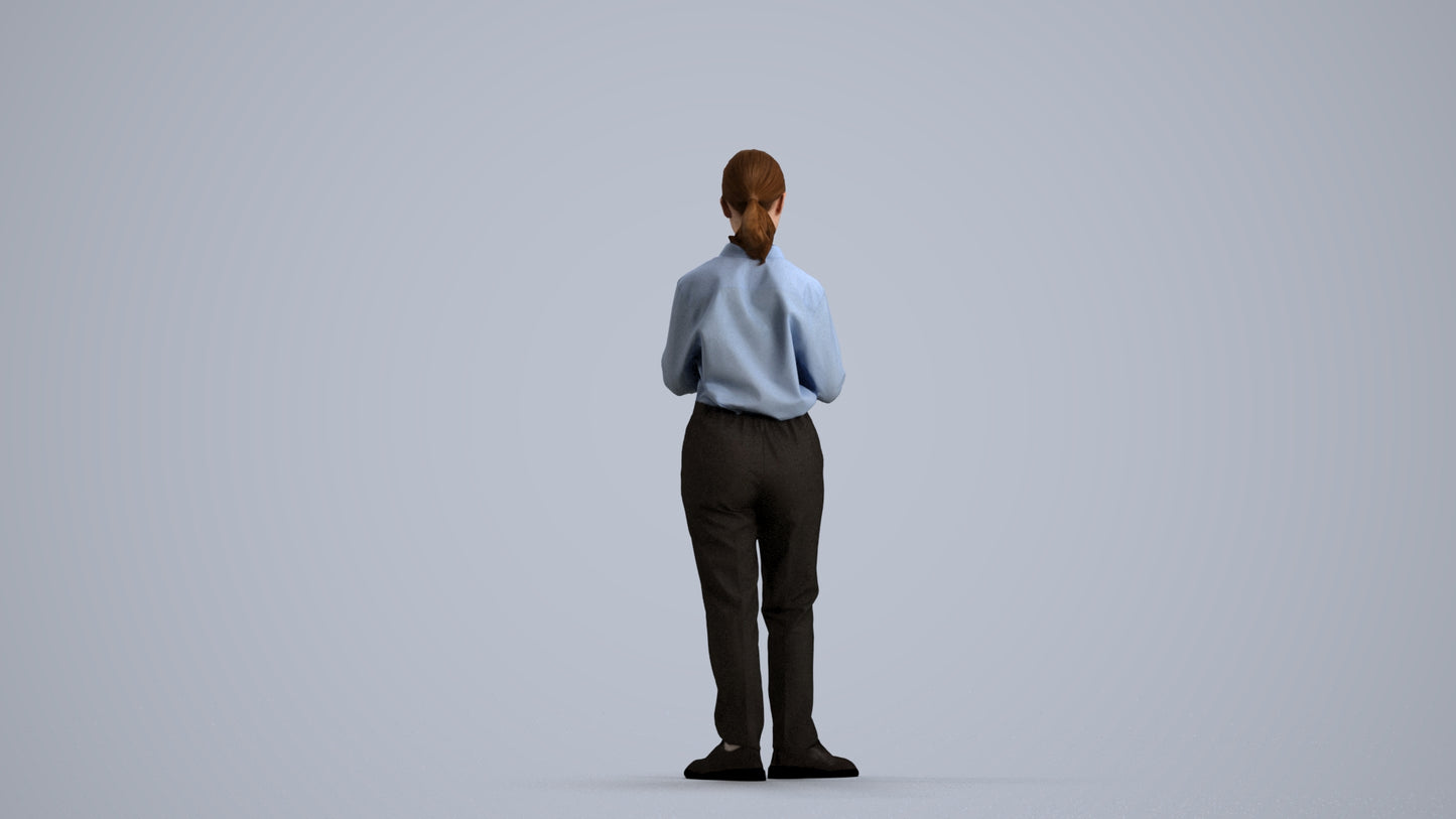 3D scanned girl kids, photorealistic archviz people for Enscape and SketchUp, front view render