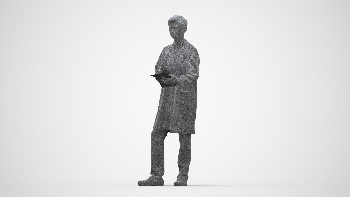 3D human model man medical, photogrammetry scanned person for archviz, wireframe back view
