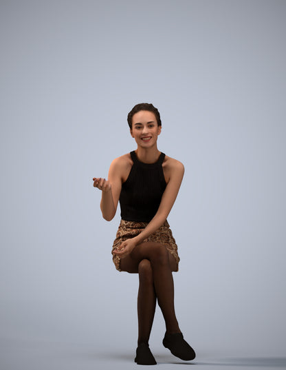 3D scanned woman sitting casual, photorealistic archviz people for Enscape and SketchUp