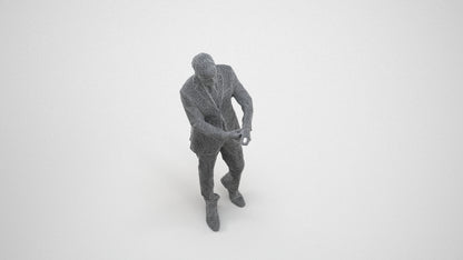 realistic 3D human man business, archviz people FBX OBJ for Blender, wireframe three-quarter view