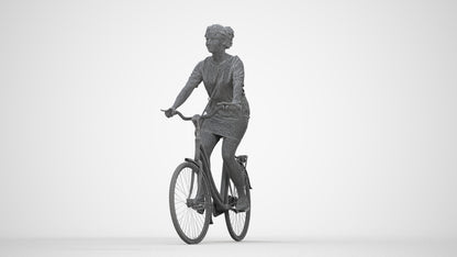 realistic 3D woman casual cycling, scanned archviz people for Blender and 3ds Max, wireframe back view
