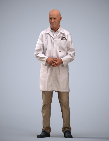 3D scanned senior man medical, photorealistic archviz people for Enscape and SketchUp
