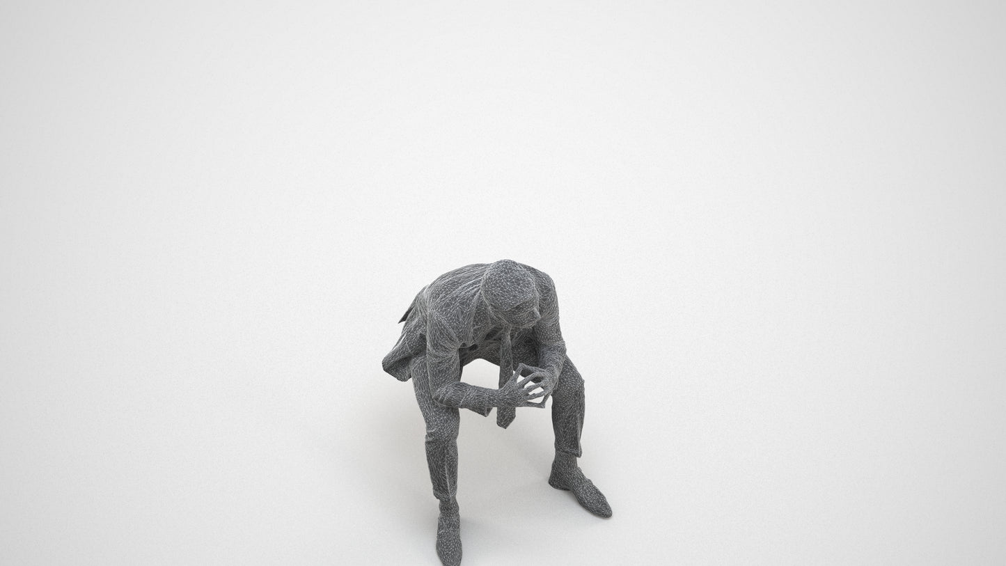 realistic 3D people man business, render-ready for V-Ray and Corona, FBX OBJ, wireframe three-quarter view