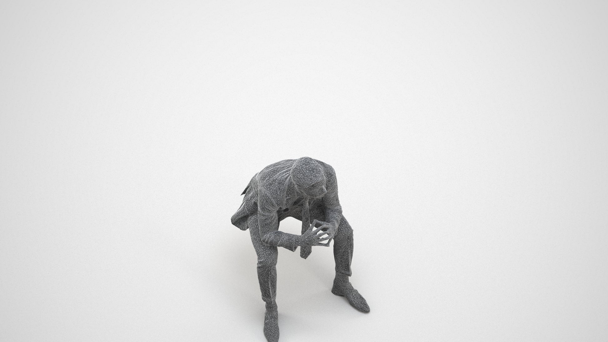 realistic 3D people man business, render-ready for V-Ray and Corona, FBX OBJ, wireframe three-quarter view