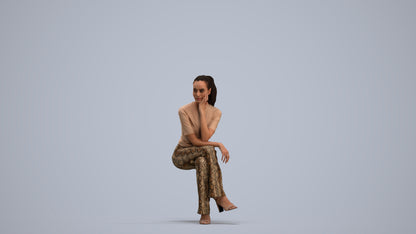 3D people model woman casual sitting, scanned human for 3ds Max rendering, standing pose render