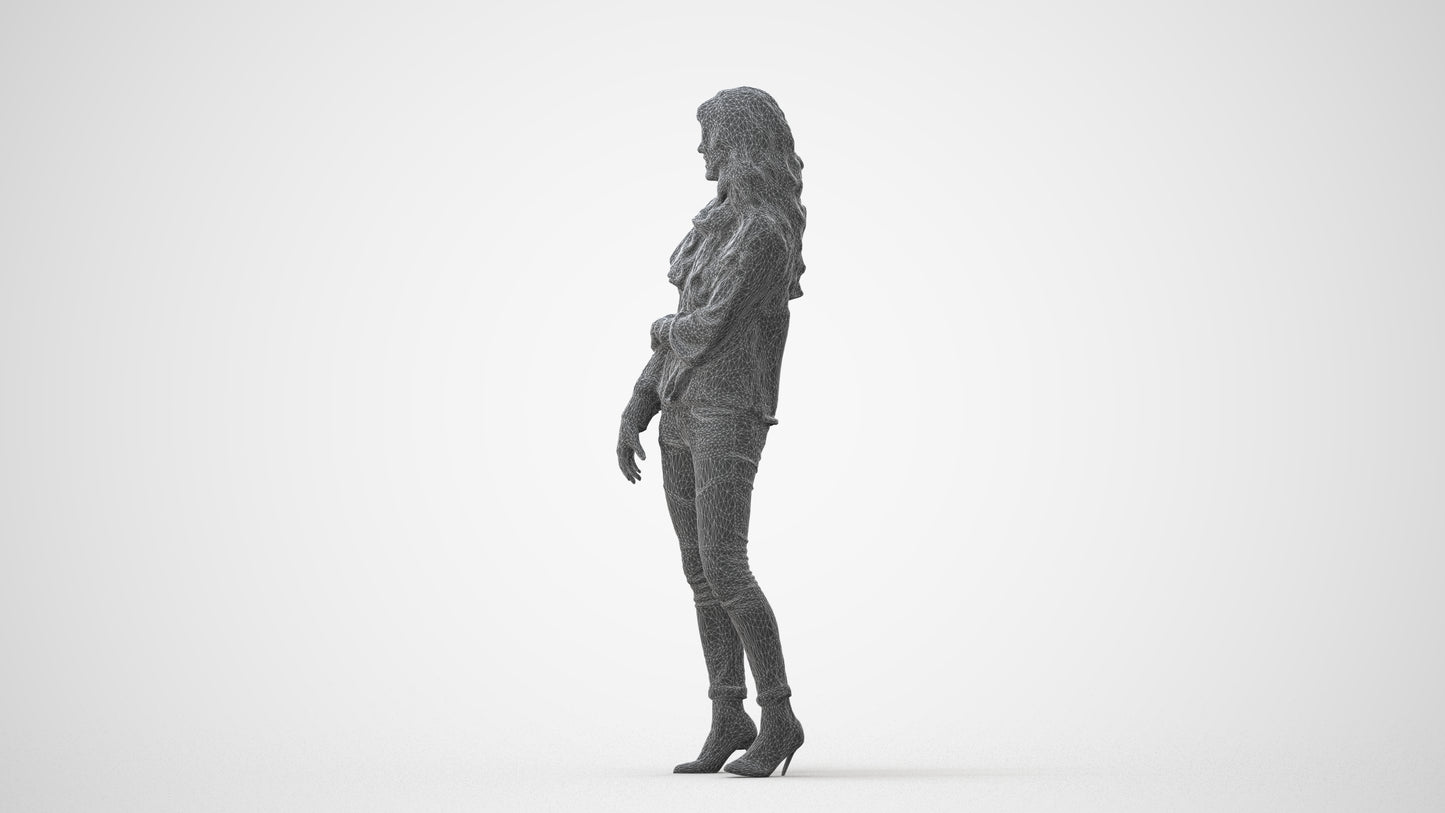 photogrammetry 3D woman casual standing, realistic human model archviz FBX, square thumbnail