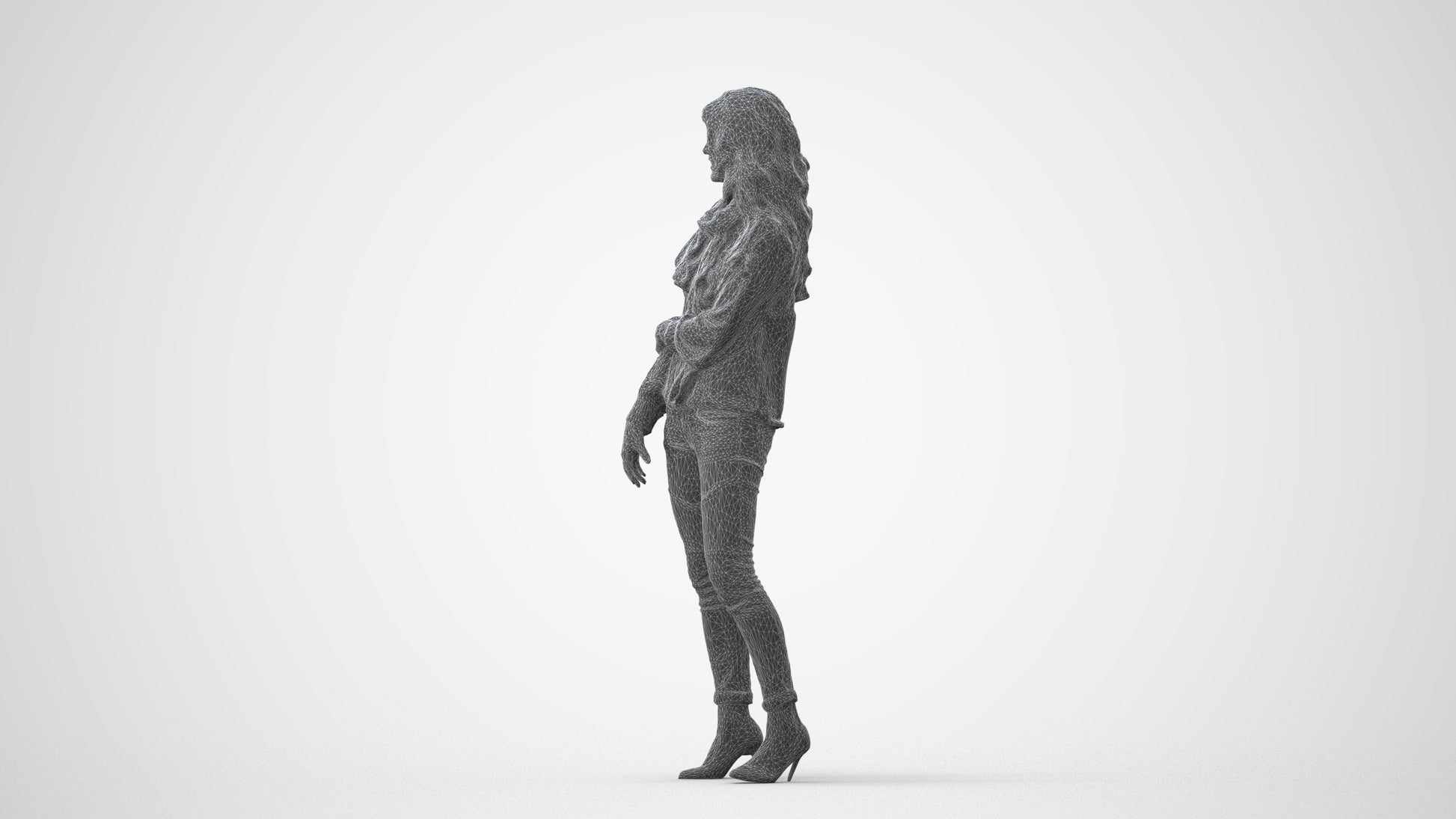 photogrammetry 3D woman casual standing, realistic human model archviz FBX, square thumbnail
