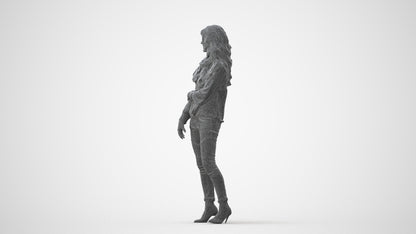 photogrammetry 3D woman casual standing, realistic human model archviz FBX, square thumbnail