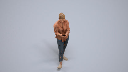 3D people model woman casual standing, scanned human for 3ds Max rendering, back view render