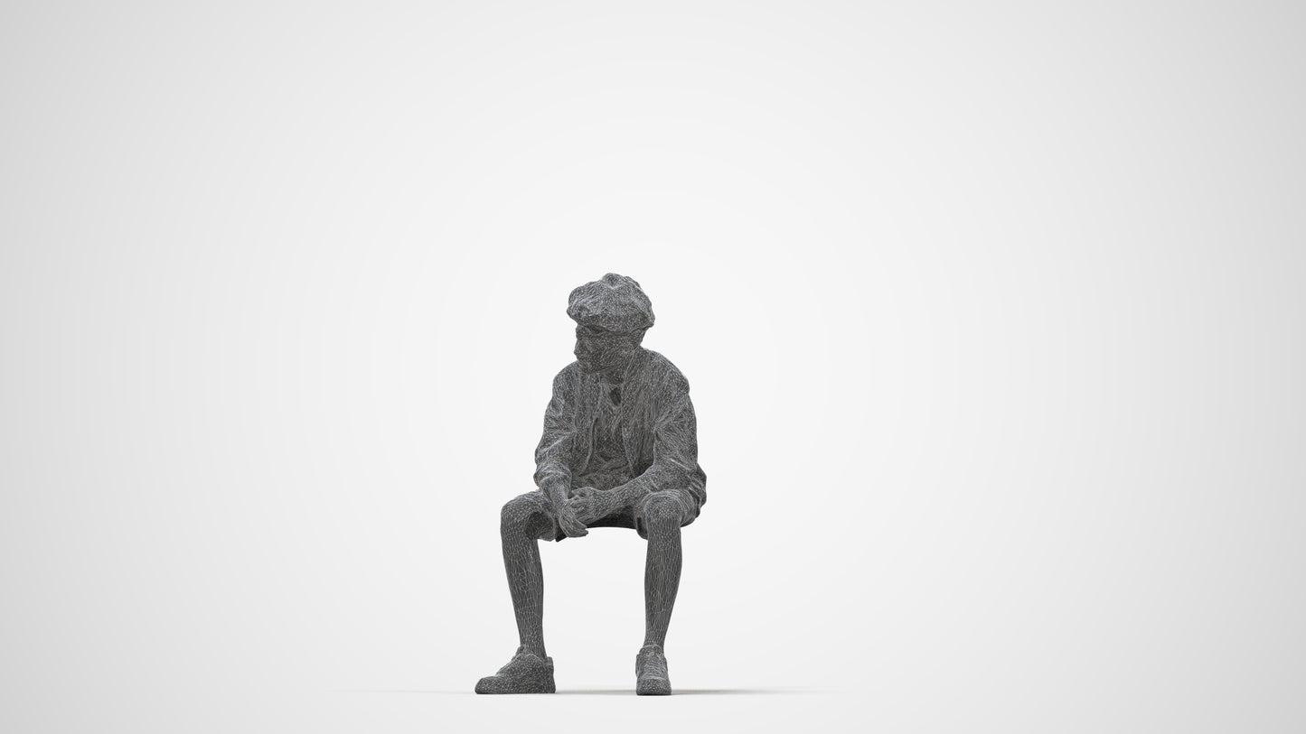 3D human model boy casual kids, photogrammetry scanned person for archviz, wireframe back view