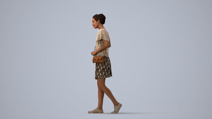 scanned 3D woman casual standing, photogrammetry people for Enscape and V-Ray, three-quarter view render
