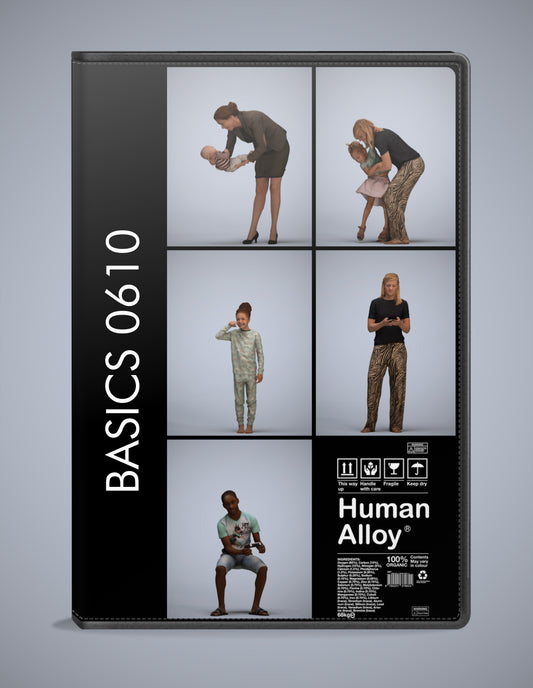 realistic 3D people kids set, 5 render-ready models for V-Ray and Corona