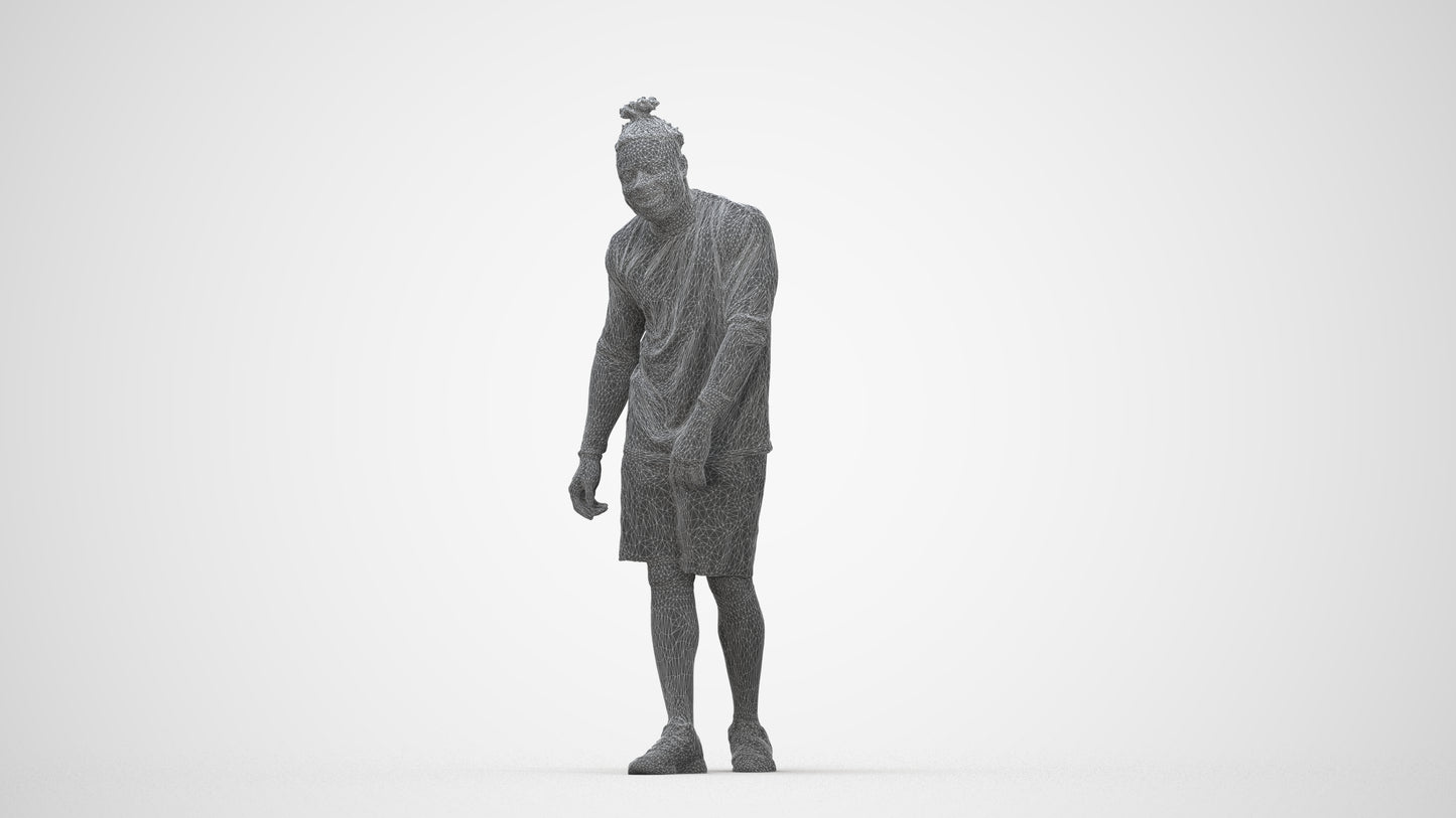 photogrammetry 3D man sport, realistic human model archviz FBX, wireframe back view