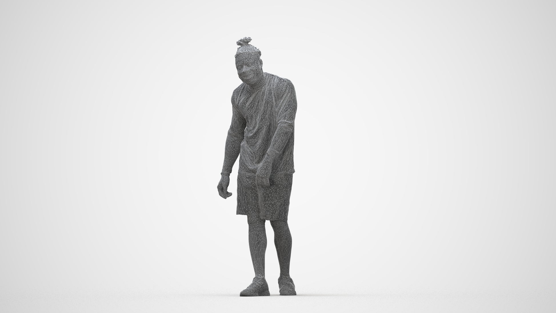 photogrammetry 3D man sport, realistic human model archviz FBX, wireframe back view
