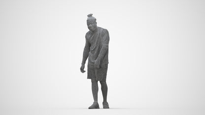 photogrammetry 3D man sport, realistic human model archviz FBX, wireframe back view