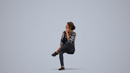 scanned 3D woman casual sitting, photogrammetry people for Enscape and V-Ray, standing pose render