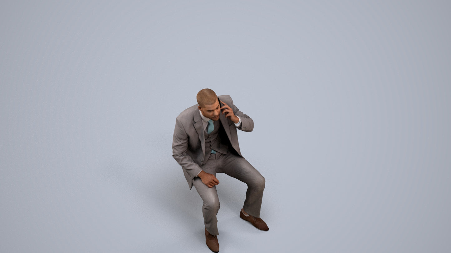 scanned 3D man business, photogrammetry people for Enscape and V-Ray, back view render