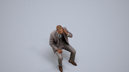 scanned 3D man business, photogrammetry people for Enscape and V-Ray, back view render