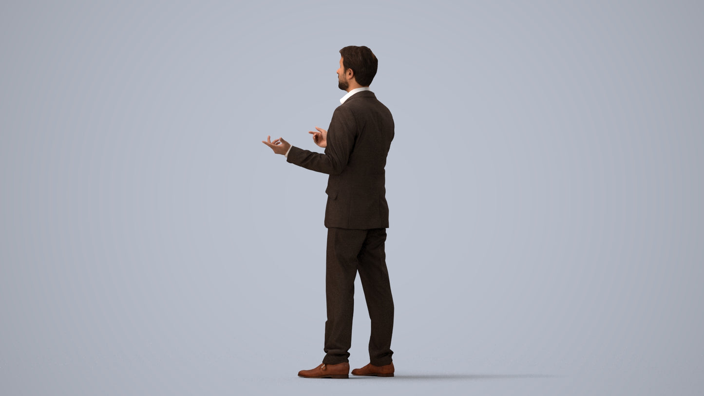 realistic 3D man business, scanned archviz people for Blender and 3ds Max, three-quarter view render