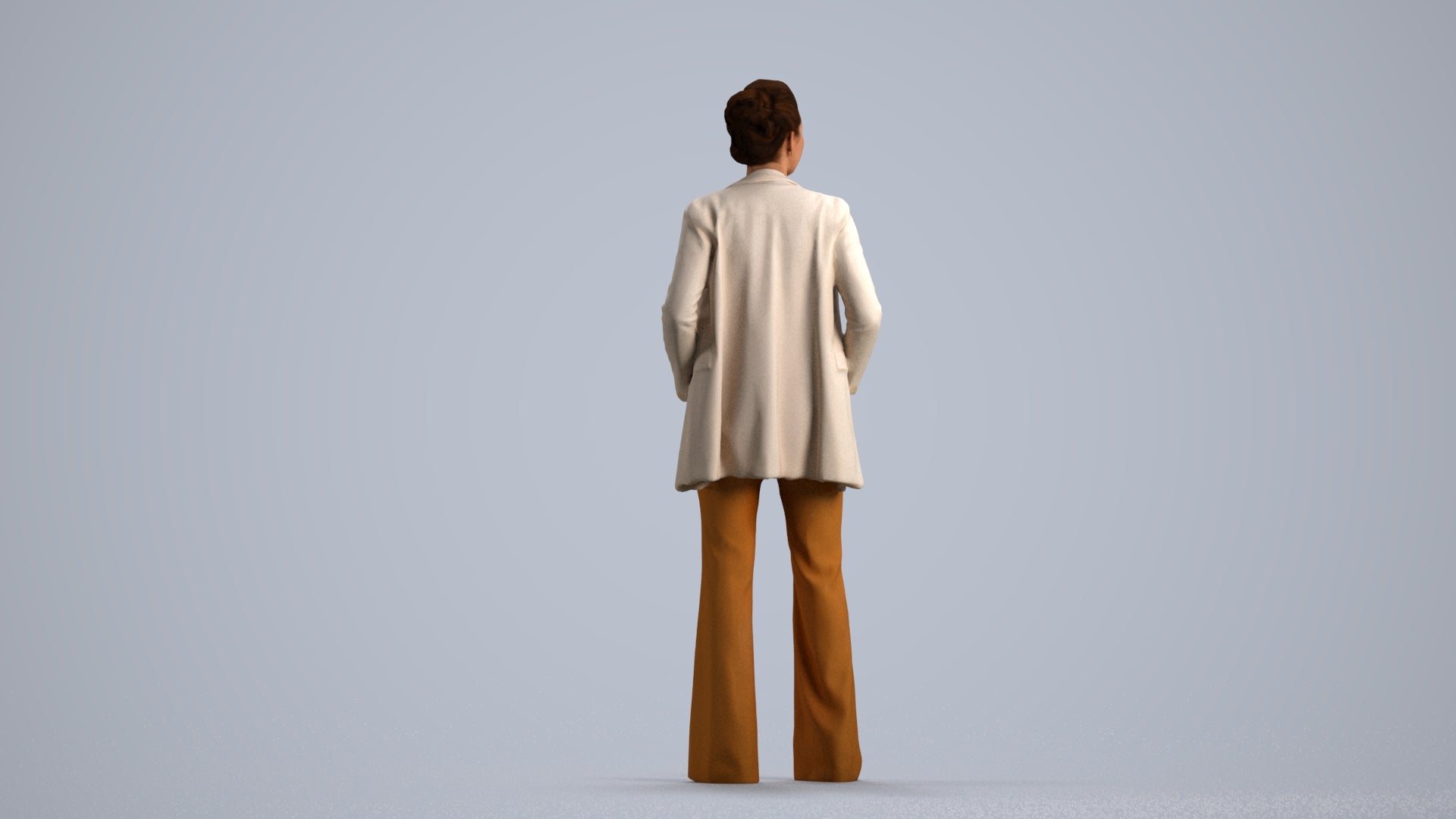 3D people model woman business standing, scanned human for 3ds Max rendering, front view render