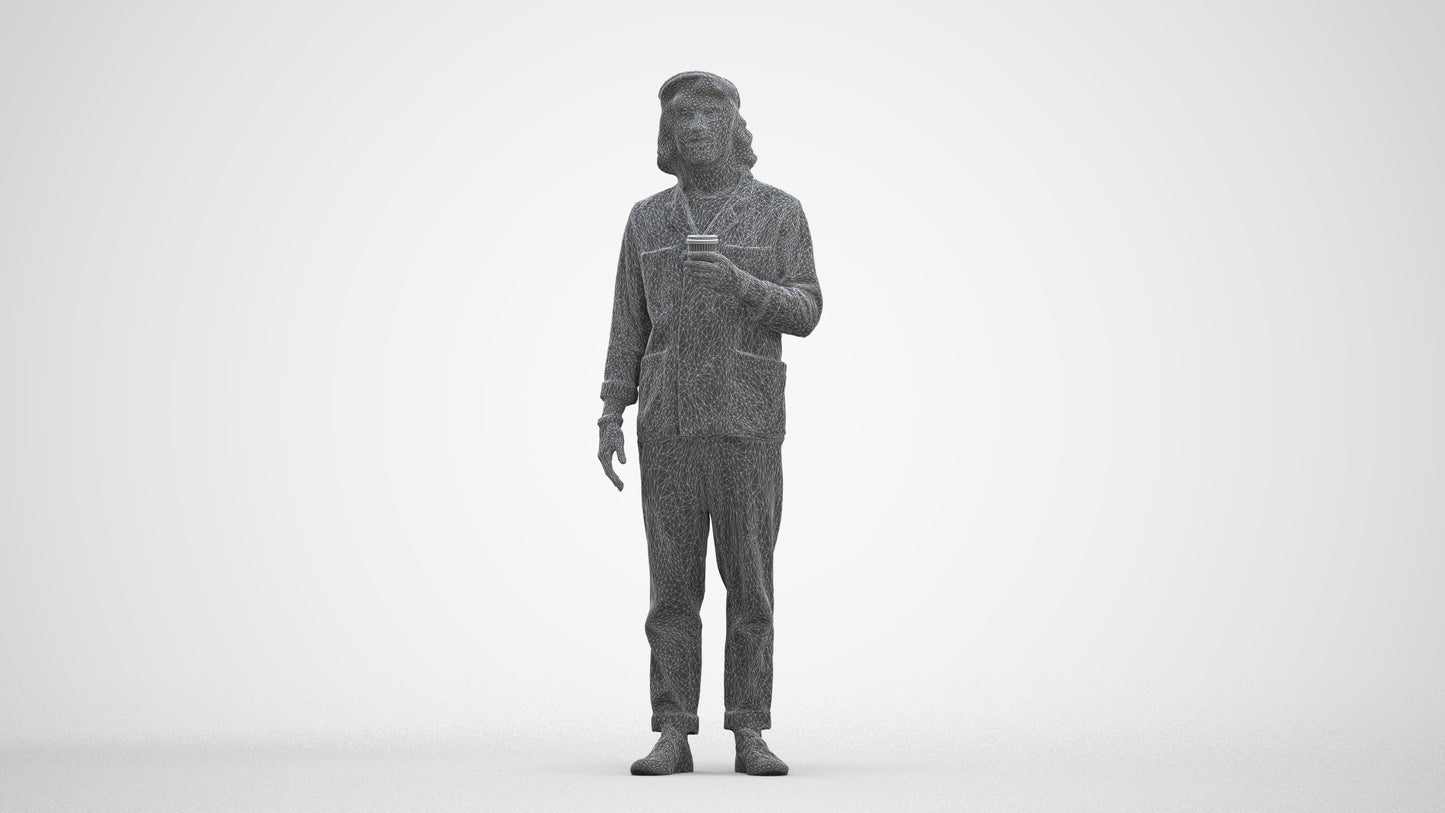 realistic 3D people man casual standing, render-ready for V-Ray and Corona, FBX OBJ, three-quarter front view render