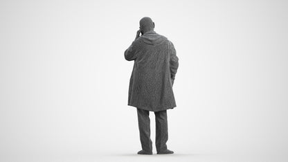 realistic 3D people senior man business standing, render-ready for V-Ray and Corona, FBX OBJ, wireframe front view
