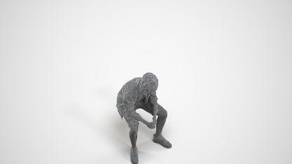 3D human model boy casual kids, photogrammetry scanned person for archviz, wireframe three-quarter view