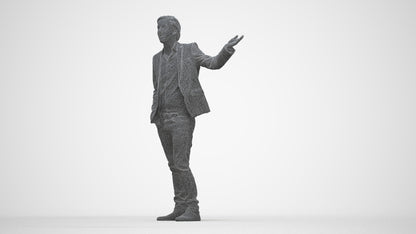 photogrammetry 3D man business, realistic human model archviz FBX, wireframe back view