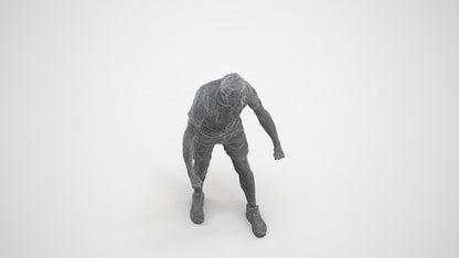 3D people model man sport, scanned human for 3ds Max rendering, wireframe three-quarter view