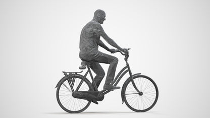 photogrammetry 3D senior man casual cycling, realistic human model archviz FBX, wireframe side view