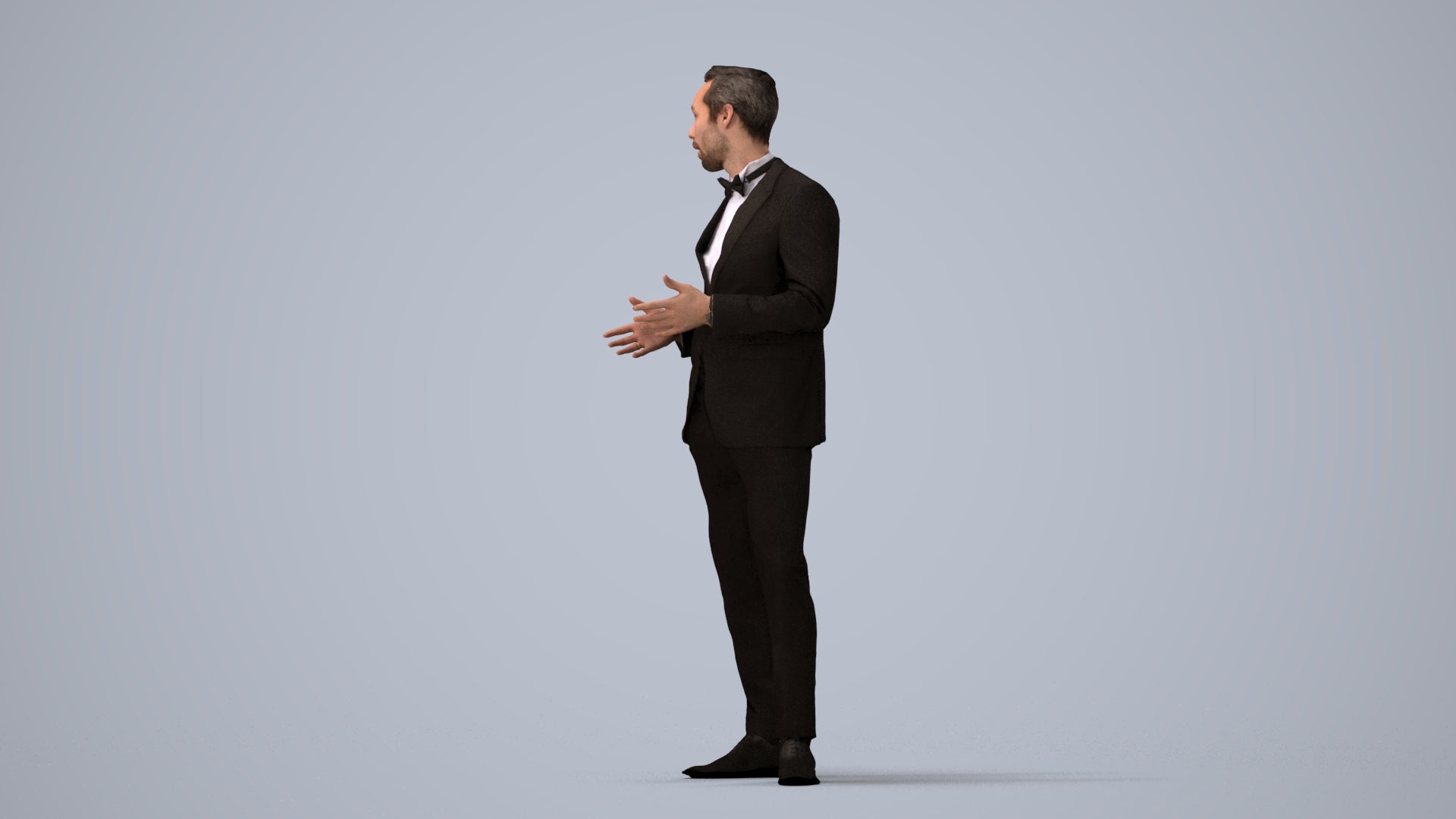 3D people model man formal formalaffairs, scanned human for 3ds Max rendering, three-quarter view render