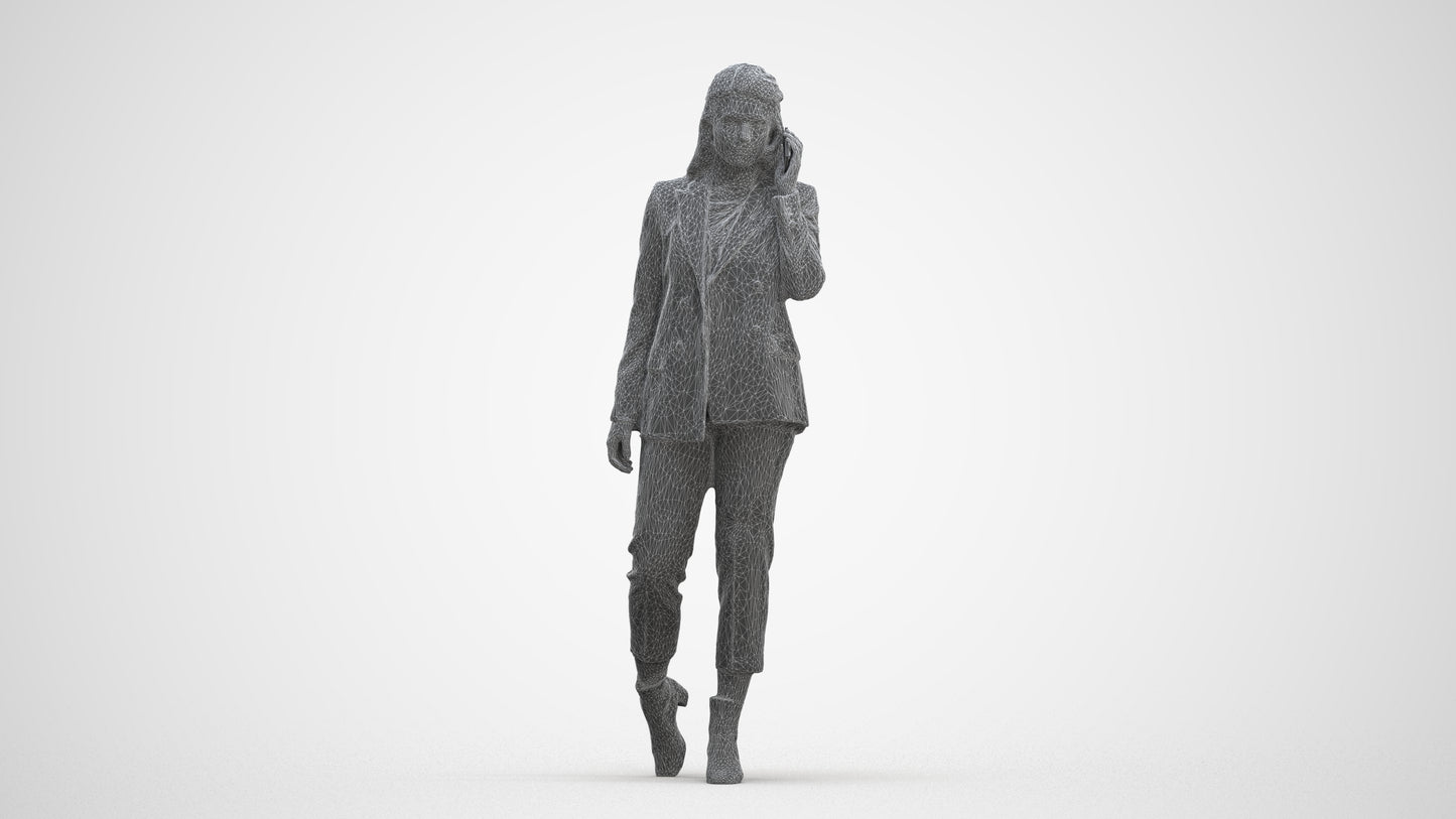 3D scanned woman business, photorealistic archviz people for Enscape and SketchUp, three-quarter front view render