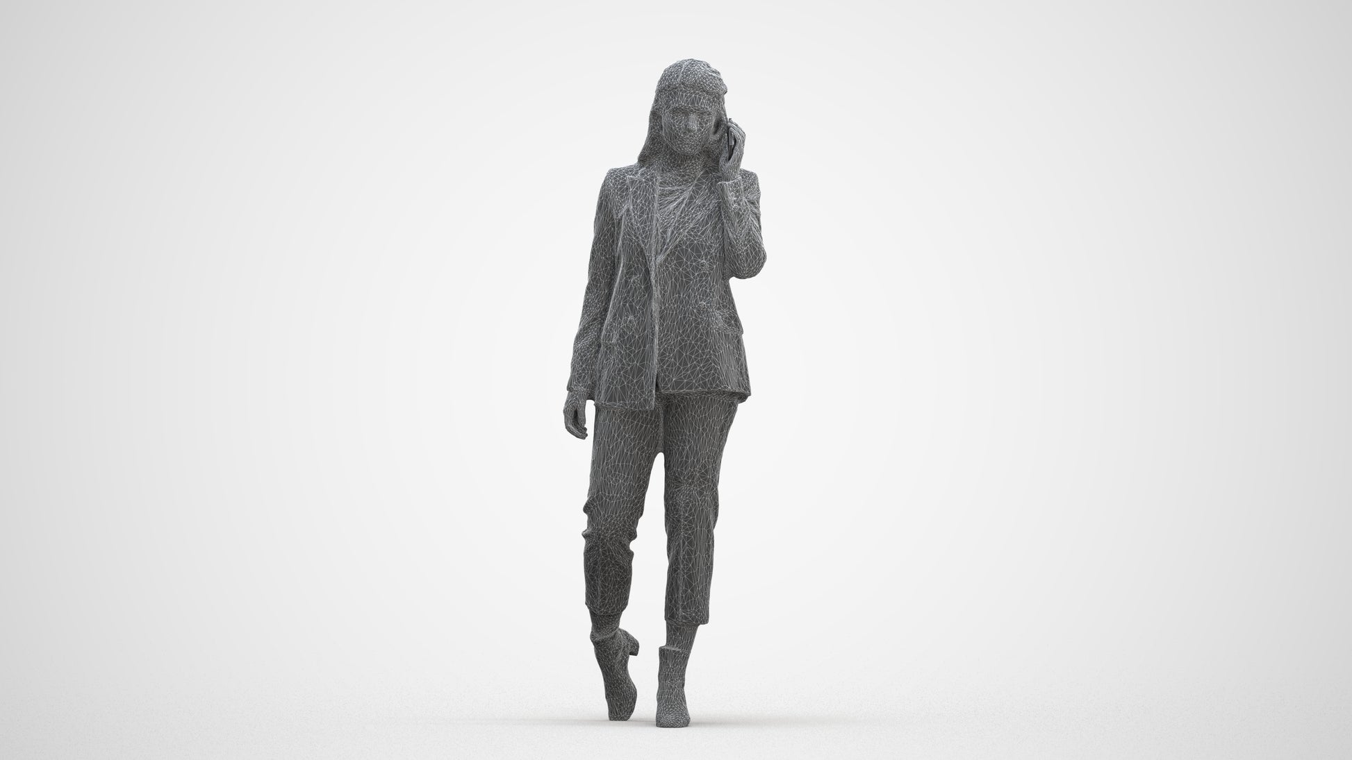 3D scanned woman business, photorealistic archviz people for Enscape and SketchUp, three-quarter front view render