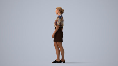 realistic 3D people woman casual standing, render-ready for V-Ray and Corona, FBX OBJ, three-quarter view render