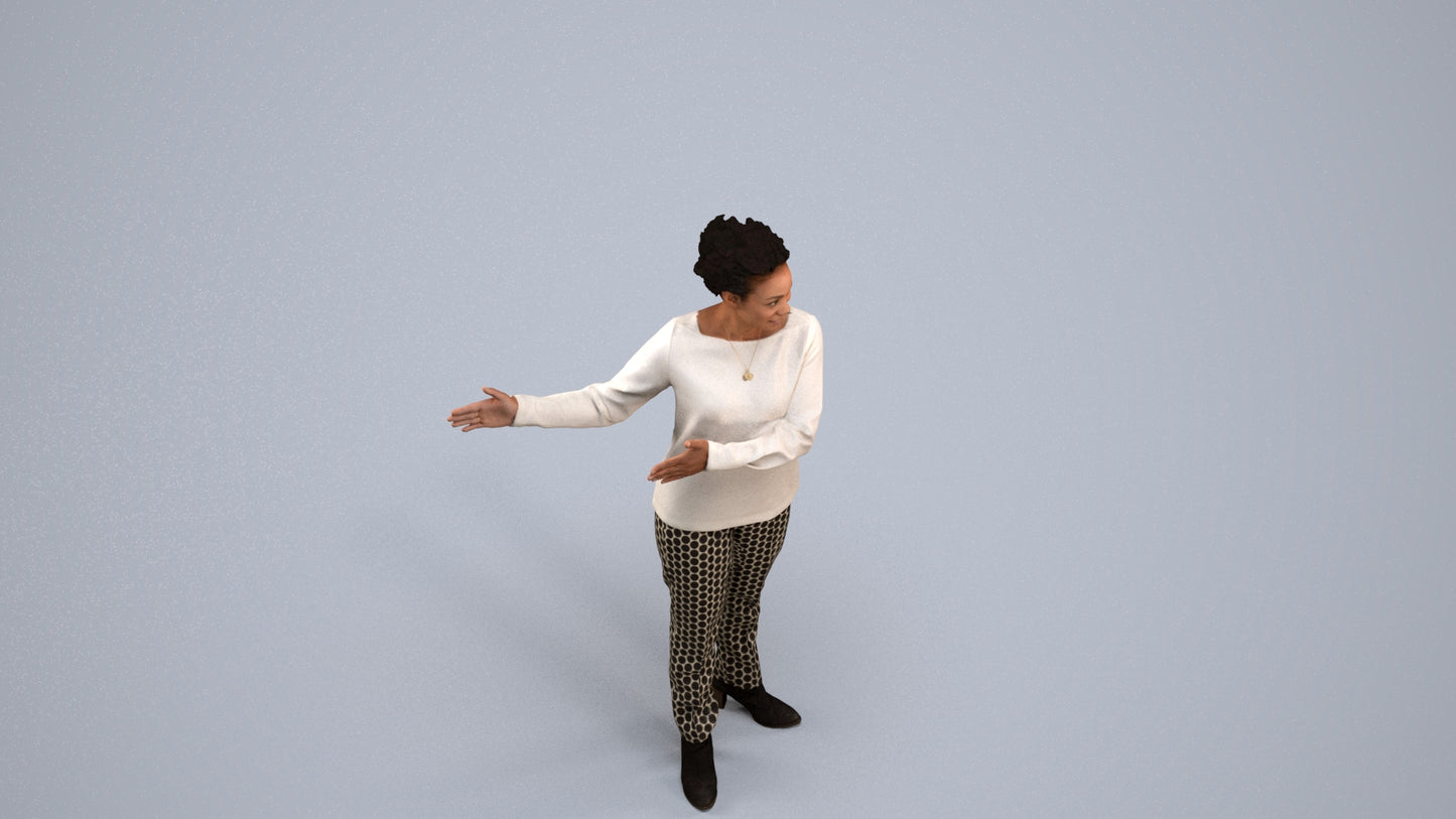photogrammetry 3D woman casual standing, realistic human model archviz FBX, back view render