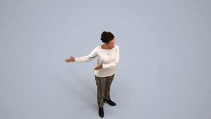 photogrammetry 3D woman casual standing, realistic human model archviz FBX, back view render