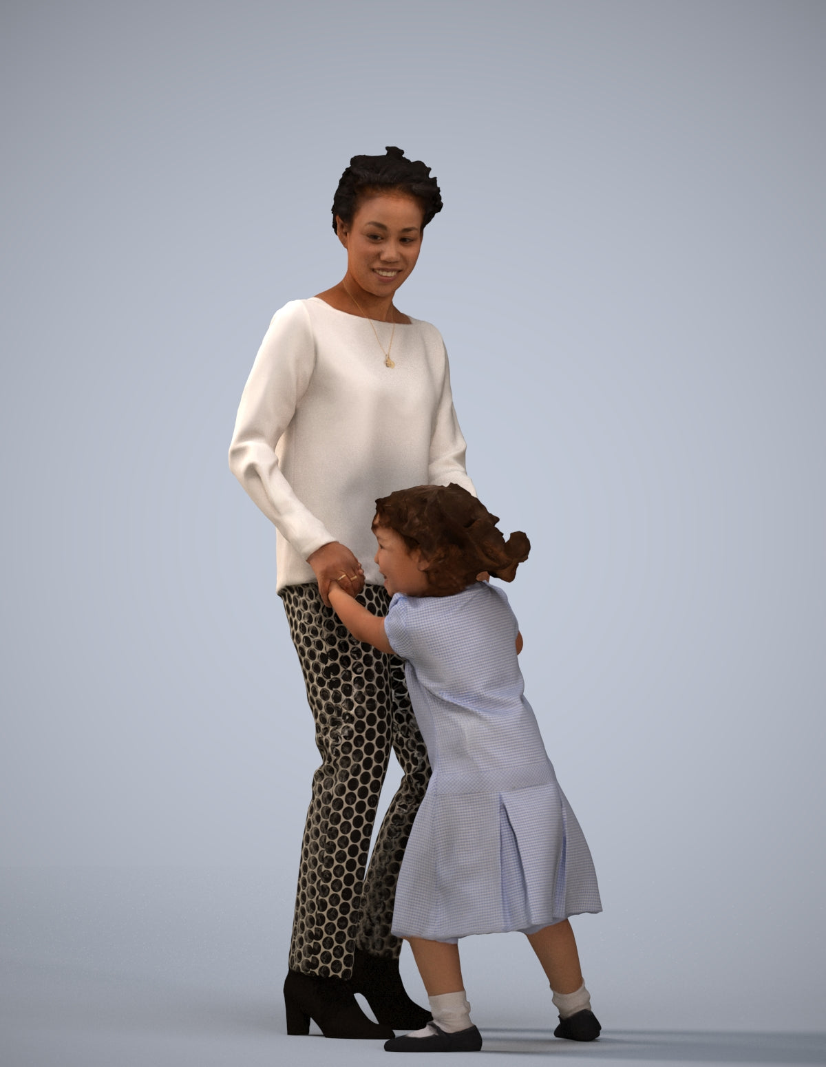 realistic 3D human girl casual kids, archviz people FBX OBJ for Blender