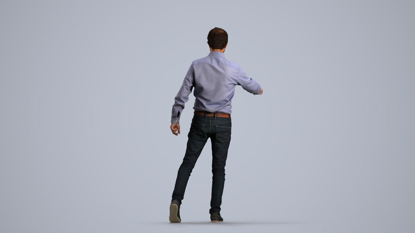realistic 3D people man casual door, render-ready for V-Ray and Corona, FBX OBJ, front view render