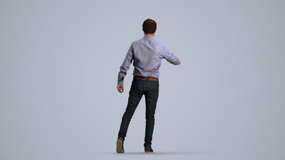 realistic 3D people man casual door, render-ready for V-Ray and Corona, FBX OBJ, front view render