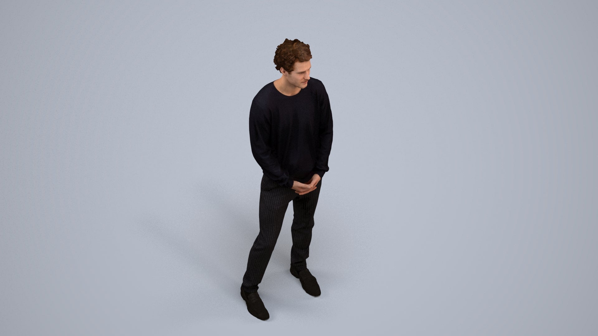 scanned 3D man casual standing, photogrammetry people for Enscape and V-Ray, back view render