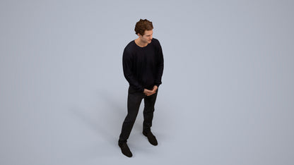 scanned 3D man casual standing, photogrammetry people for Enscape and V-Ray, back view render