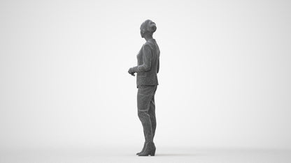 realistic 3D human woman business standing, archviz people FBX OBJ for Blender, square thumbnail