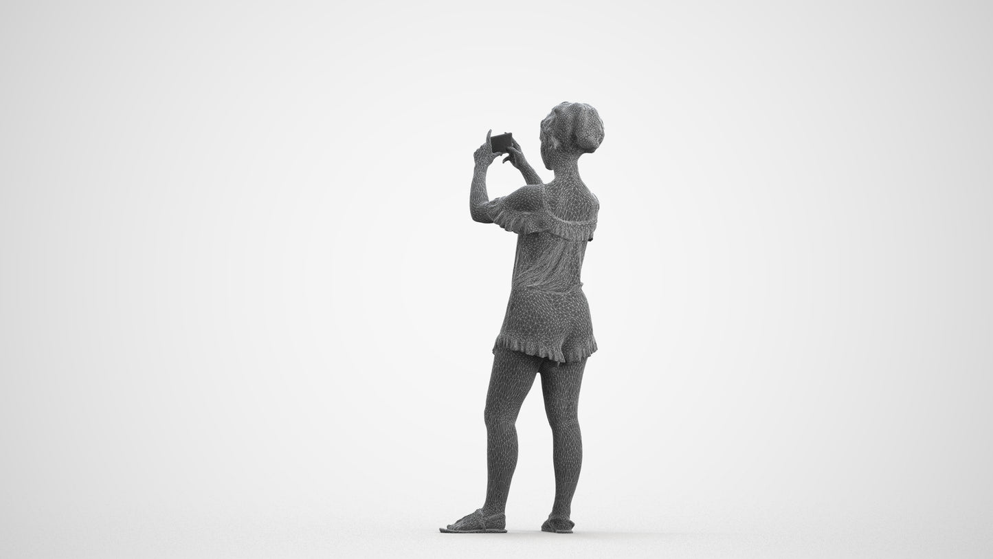 realistic 3D people girl casual kids, render-ready for V-Ray and Corona, FBX OBJ, wireframe front view