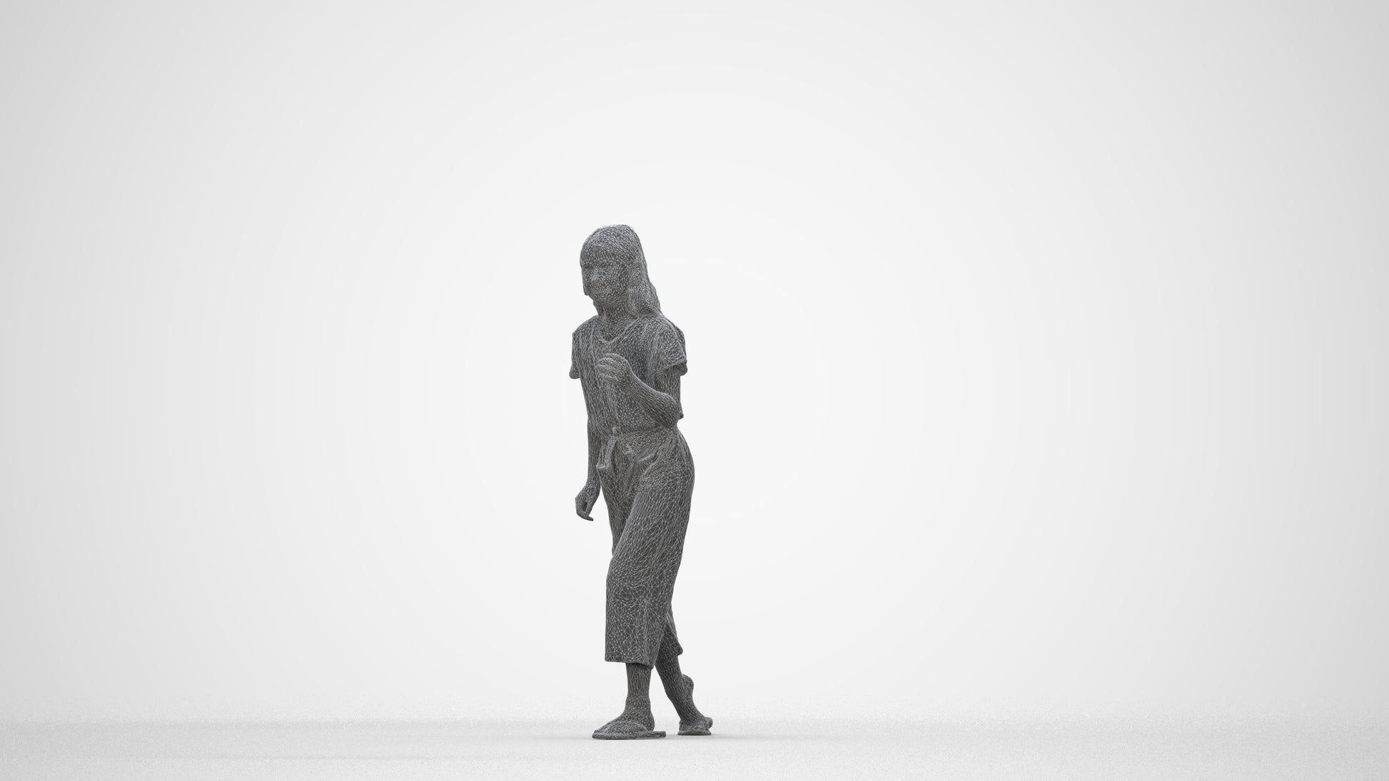 realistic 3D people girl kids, render-ready for V-Ray and Corona, FBX OBJ, wireframe back view