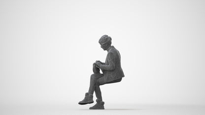 photogrammetry 3D senior woman business sitting, realistic human model archviz FBX, square thumbnail