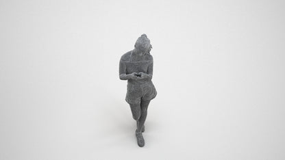 3D people model woman casual standing, scanned human for 3ds Max rendering, wireframe three-quarter view