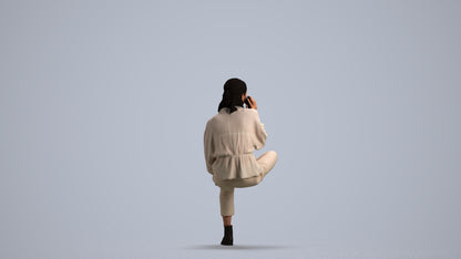 3D people model woman casual sitting, scanned human for 3ds Max rendering, front view render