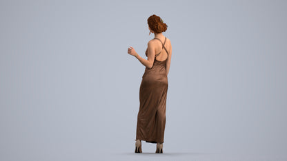 3D human model woman formal formalaffairs, photogrammetry scanned person for archviz, front view render