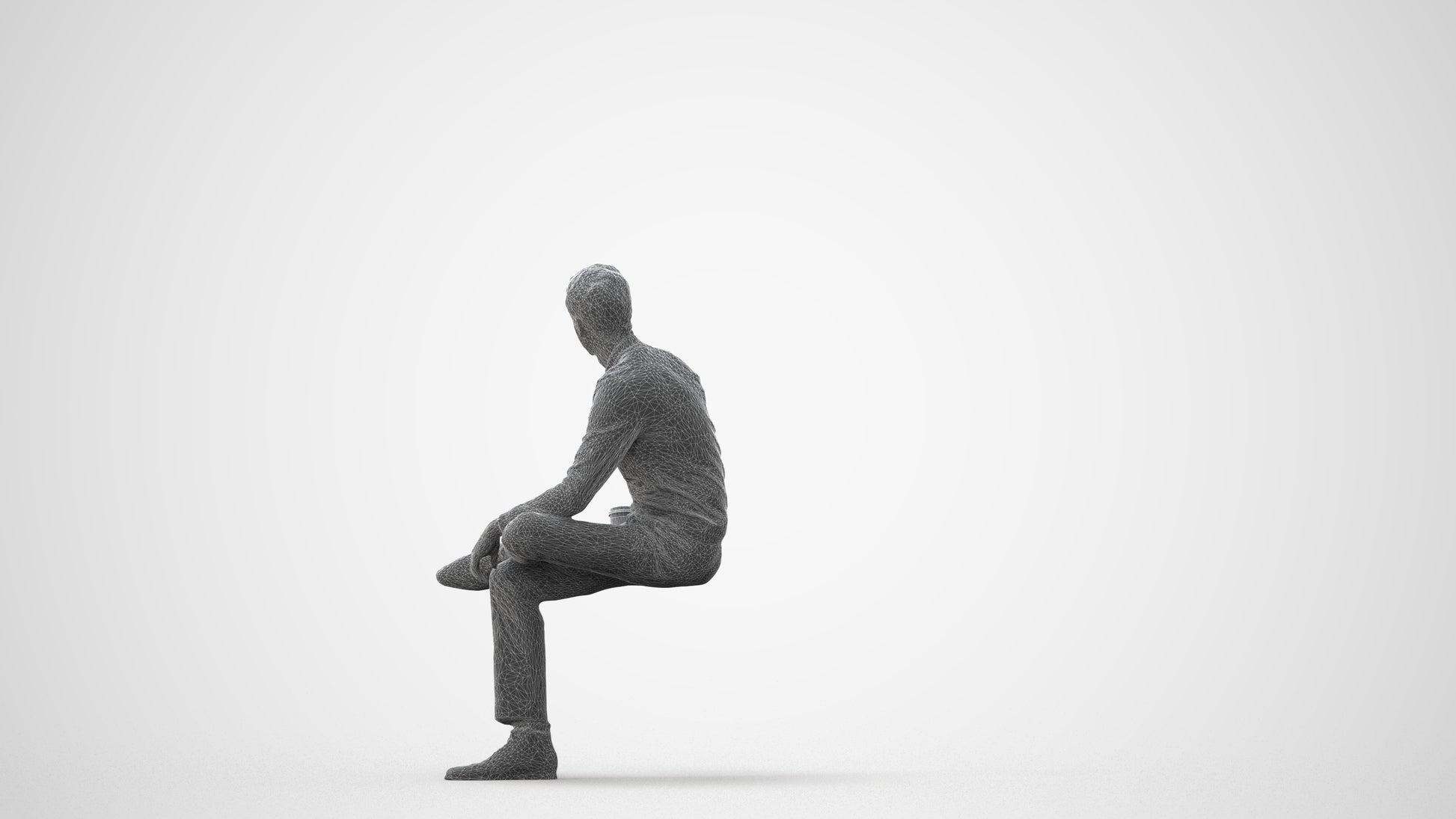 realistic 3D man casual sitting, scanned archviz people for Blender and 3ds Max, square thumbnail