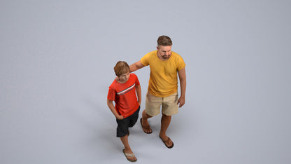 realistic 3D human boy casual kids, archviz people FBX OBJ for Blender, back view render